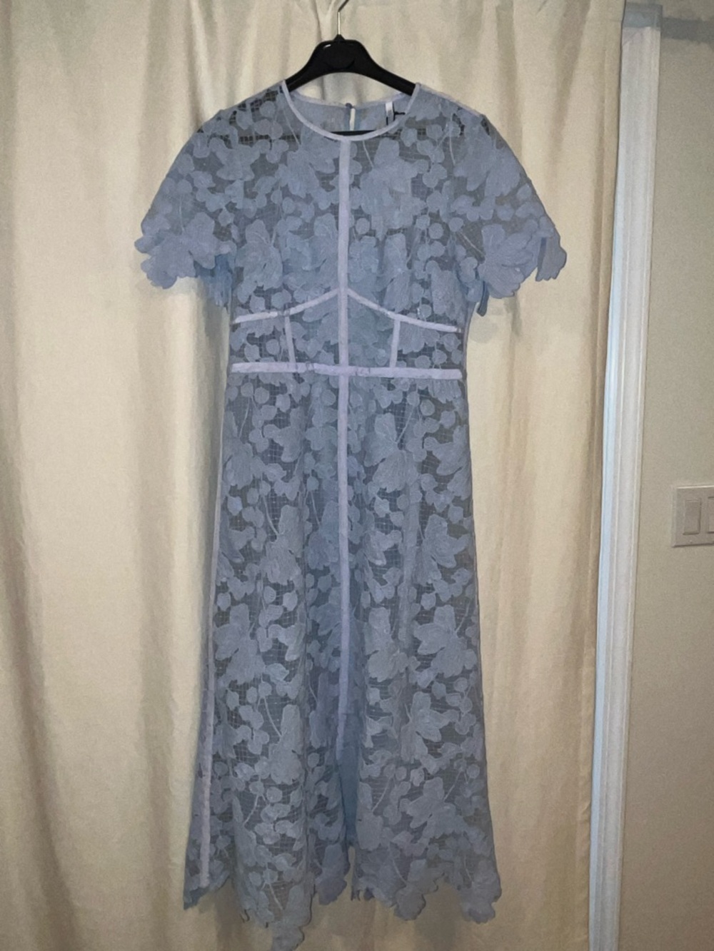 LK Bennett Powder Blue Lace Midi Dress